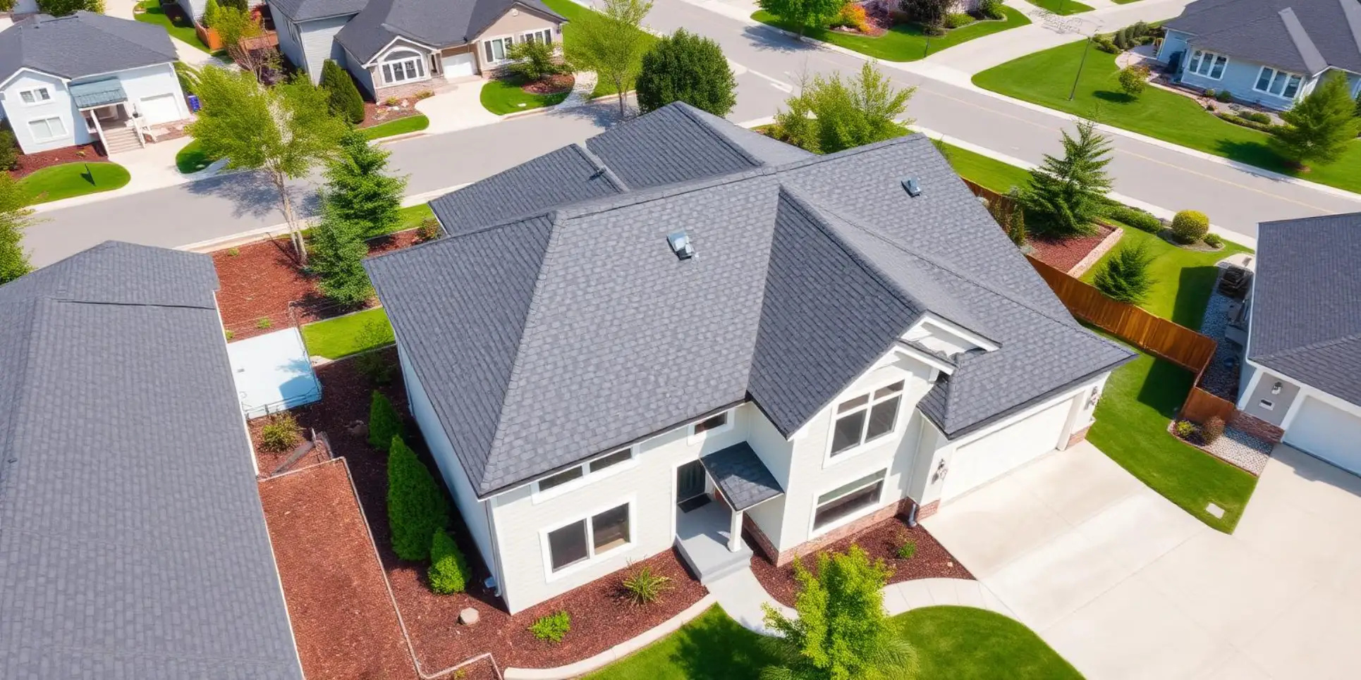 Freshly installed shingle roof on a Sarasota Florida home